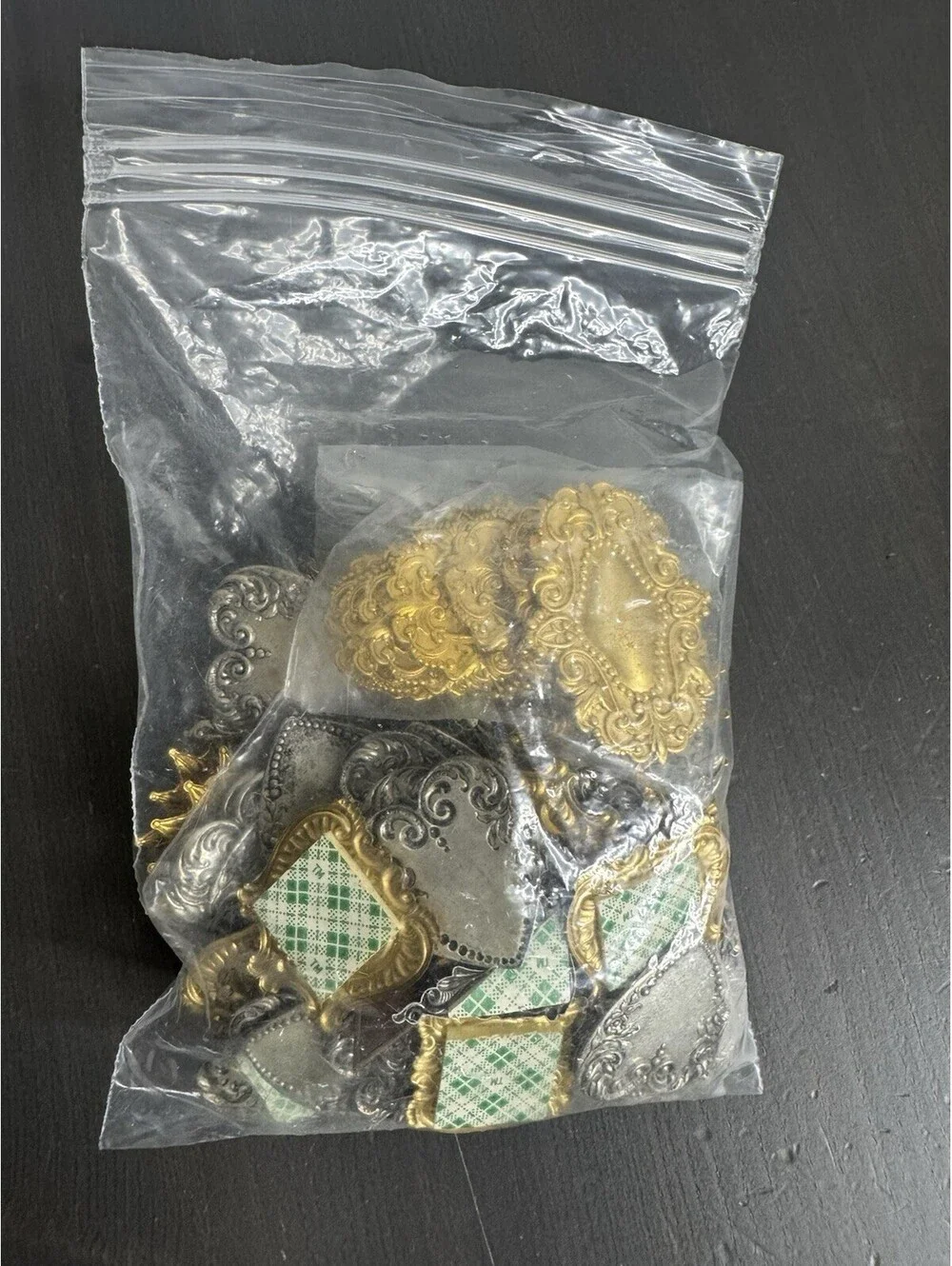 Metal Craft Embellishments Lot Gold Silver Tone Hearts Suns Ornate Appliqués